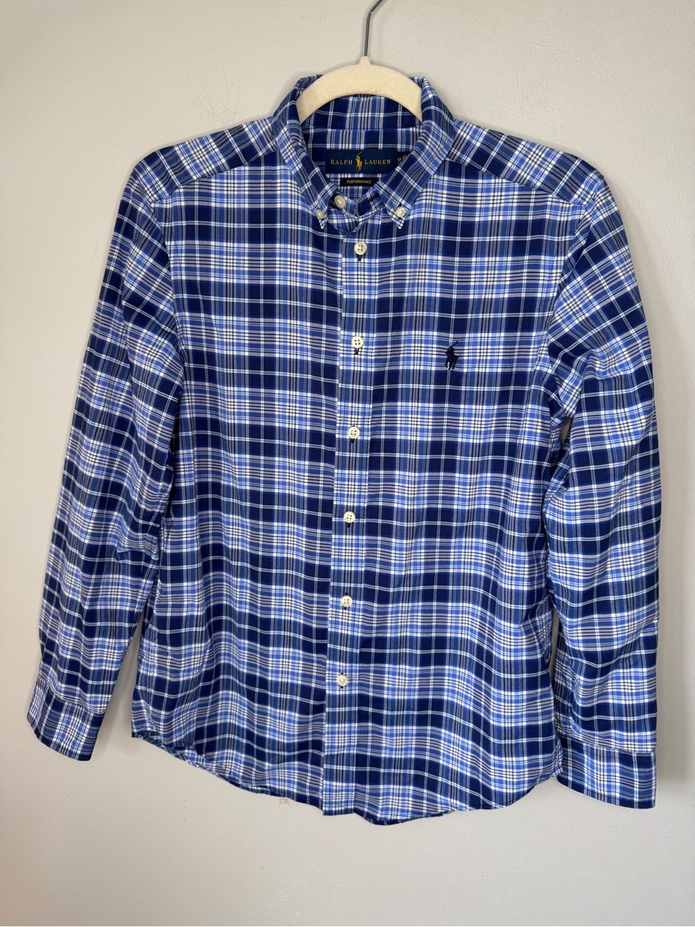 Ralph Lauren Navy and White Plaid Button-Down Shirt Boys